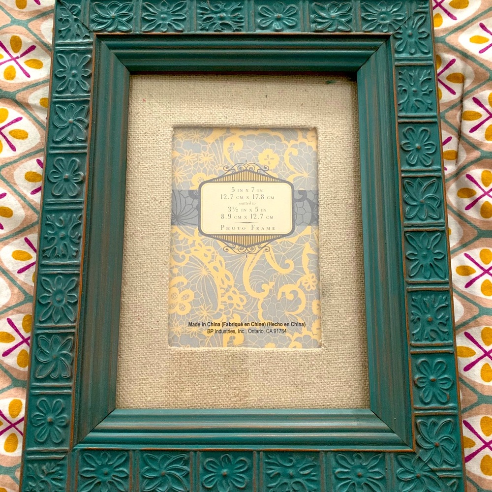 Floral Picture Frame w/ burlap mat-board